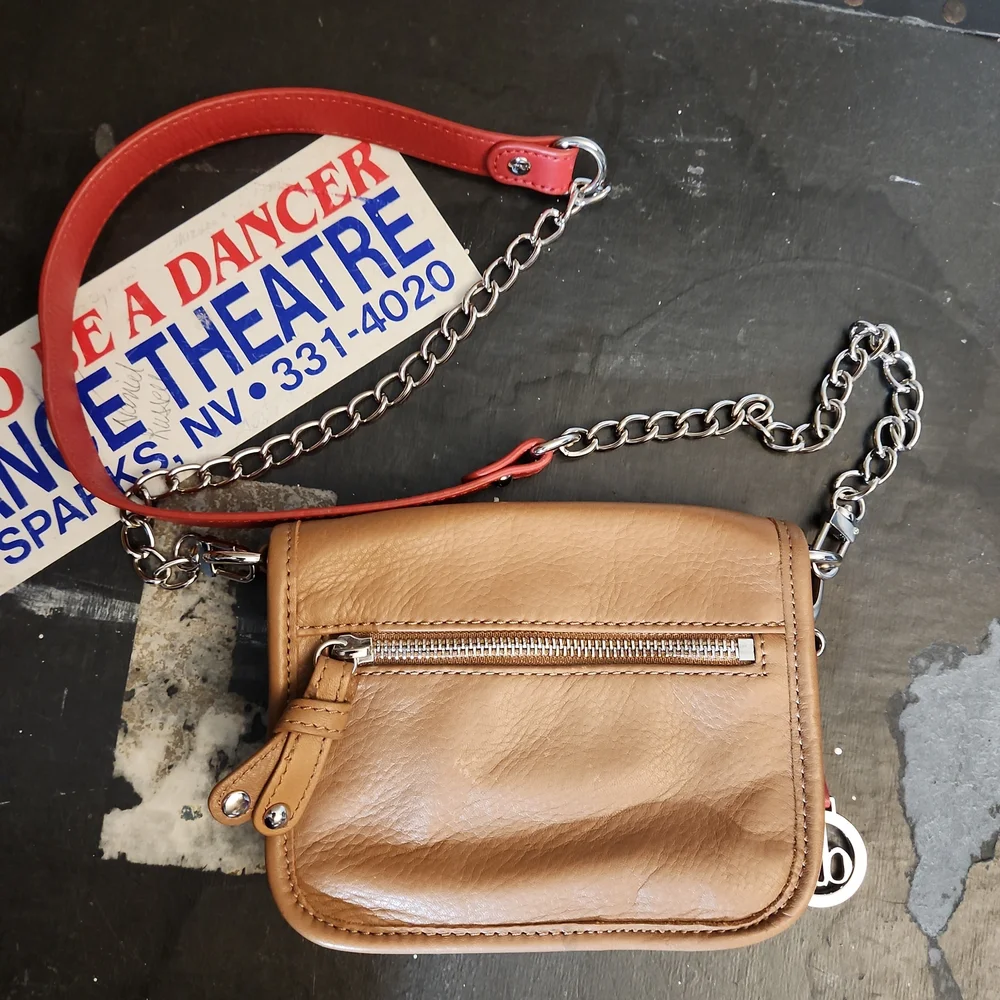 AUDREY BROOKE Leather Crossbody Chain Small